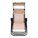 Leżak ogrodowy plażowy regulacja oparcia ruchomy daszek MultiGarden - beżowy MultiGarden