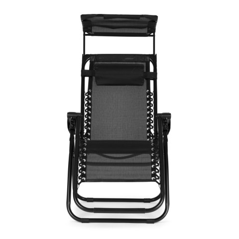 Leżak ogrodowy plażowy regulacja oparcia ruchomy daszek MultiGarden - czarny MultiGarden