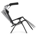Leżak ogrodowy plażowy regulacja oparcia ruchomy daszek MultiGarden - czarny MultiGarden
