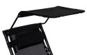 Leżak ogrodowy plażowy regulacja oparcia ruchomy daszek MultiGarden - czarny MultiGarden