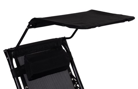 Leżak ogrodowy plażowy regulacja oparcia ruchomy daszek MultiGarden - czarny MultiGarden