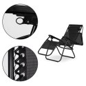 Leżak ogrodowy plażowy regulacja oparcia ruchomy daszek MultiGarden - czarny MultiGarden