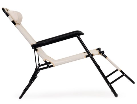 Leżak ogrodowy z zagłówkiem składana konstrukcja beżowy MultiGarden MultiGarden