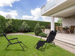 Leżak ogrodowy z zagłówkiem składana konstrukcja czarny MultiGarden MultiGarden