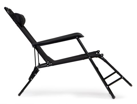 Leżak ogrodowy z zagłówkiem składana konstrukcja czarny MultiGarden MultiGarden