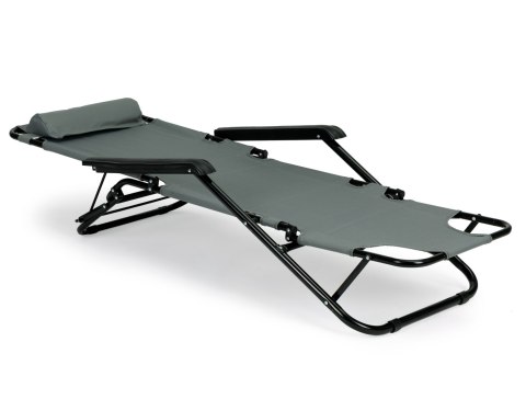 Leżak ogrodowy z zagłówkiem składana konstrukcja szary MultiGarden MultiGarden