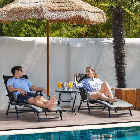 Leżak plażowy ogrodowy składany leżanka regulacja oparcia stalowa konstrukcja czarny MultiGarden MultiGarden