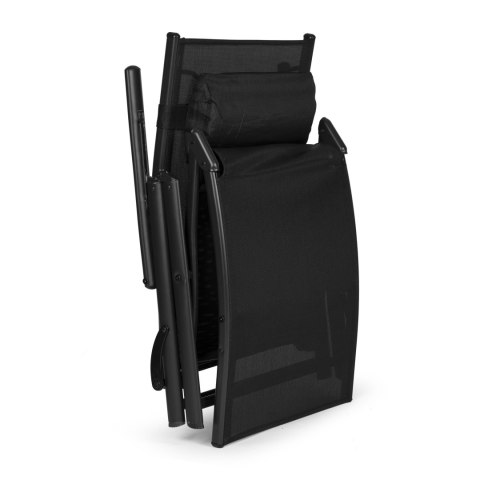 Leżak plażowy ogrodowy składany leżanka regulacja oparcia stalowa konstrukcja czarny MultiGarden MultiGarden