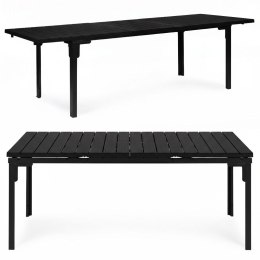 Stół ogrodowy rozkładany 180-240 cm do 12 os. stal HDPE czarny MultiGarden MultiGarden
