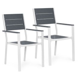 Zestaw 2 krzeseł ogrodowych na taras balkon stal HDPE szare białe MultiGarden MultiGarden