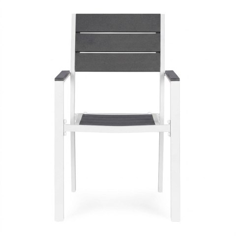 Zestaw 2 krzeseł ogrodowych na taras balkon stal HDPE szare białe MultiGarden MultiGarden