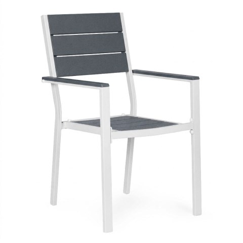Zestaw 2 krzeseł ogrodowych na taras balkon stal HDPE szare białe MultiGarden MultiGarden