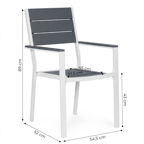Zestaw 2 krzeseł ogrodowych na taras balkon stal HDPE szare białe MultiGarden MultiGarden