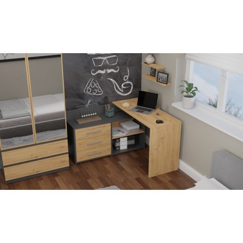BIURKO NAROŻNE DANY ANTRACYT ARTISAN KOMPLET TOP E SHOP