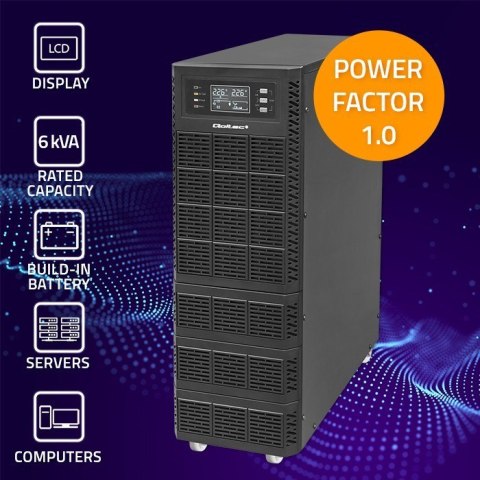 QOLTEC ZASILACZ AWARYJNY UPS 6KVA | 6000W | POWER FACTOR 1.0 | LCD | EPO | USB | ON-LINE Qoltec