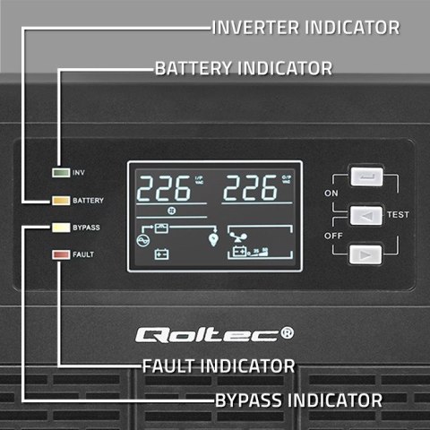 QOLTEC ZASILACZ AWARYJNY UPS 6KVA | 6000W | POWER FACTOR 1.0 | LCD | EPO | USB | ON-LINE Qoltec