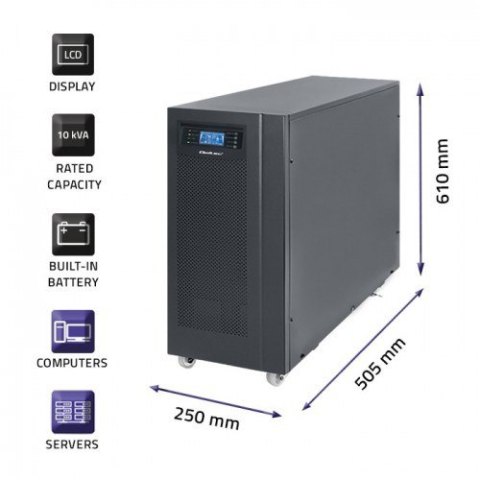 Qoltec Zasilacz awaryjny UPS On-line | Pure Sine Wave | 10kVA | 8kW | LCD | USB Qoltec