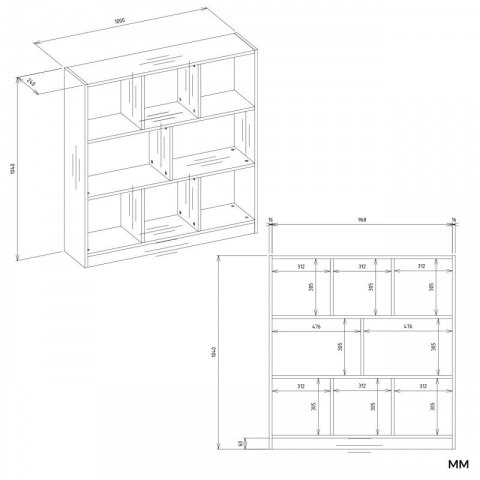 REGAŁ FIESTA 8P ARTISAN/BIEL TOP E SHOP
