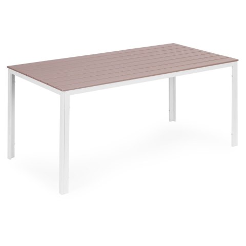 Stół ogrodowy 6-osobowy 156x78 cm polywood meble na taras beżowe białe MultiGarden MultiGarden
