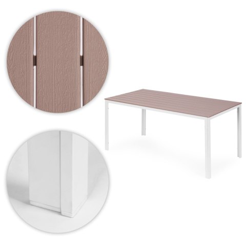 Stół ogrodowy 6-osobowy 156x78 cm polywood meble na taras beżowe białe MultiGarden MultiGarden