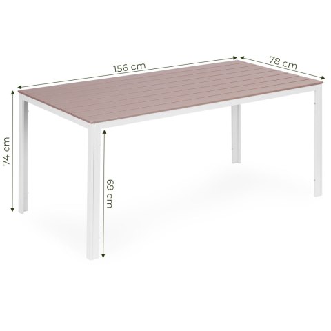 Stół ogrodowy 6-osobowy 156x78 cm polywood meble na taras beżowe białe MultiGarden MultiGarden