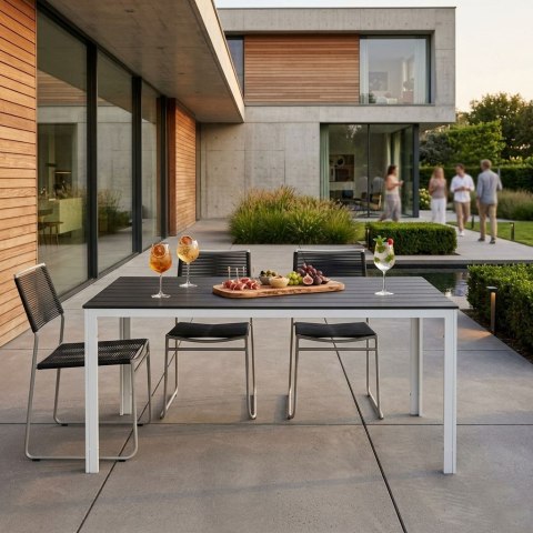 Stół ogrodowy 6-osobowy 156x78 cm polywood meble na taras szare białe MultiGarden MultiGarden