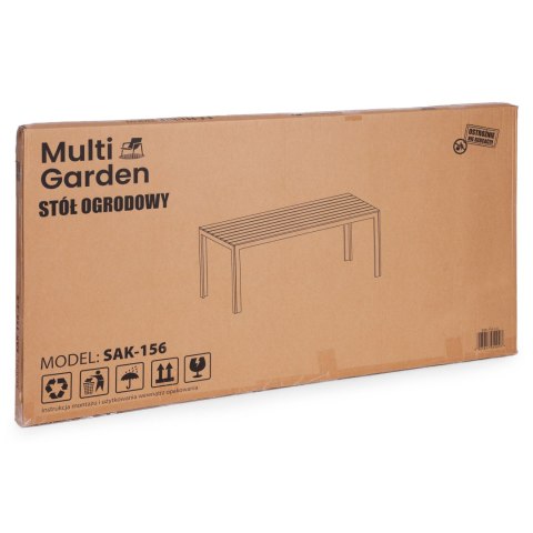 Stół ogrodowy 6-osobowy 156x78 cm polywood meble na taras szare białe MultiGarden MultiGarden