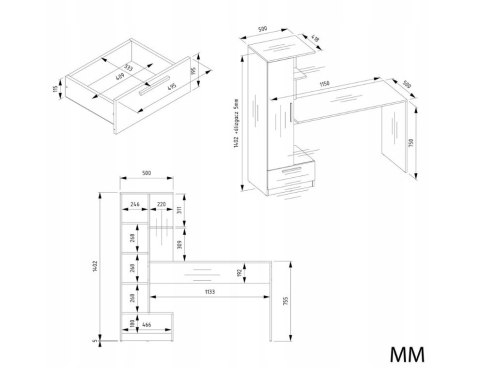 Zestaw Biurko + Regał COSMO DĄB ARTISAN TOP E SHOP