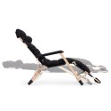 Leżak ogrodowy plażowy 2w1 z poduszką zagłówkiem regulacja podnóżka czarny złota rama MultiGarden MultiGarden