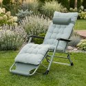 Leżak ogrodowy plażowy 2w1 z poduszką zagłówkiem regulacja podnóżka szary MultiGarden MultiGarden