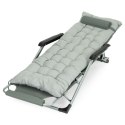 Leżak ogrodowy plażowy 2w1 z poduszką zagłówkiem regulacja podnóżka szary MultiGarden MultiGarden