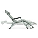 Leżak ogrodowy plażowy 2w1 z poduszką zagłówkiem regulacja podnóżka szary MultiGarden MultiGarden