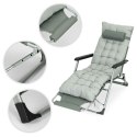 Leżak ogrodowy plażowy 2w1 z poduszką zagłówkiem regulacja podnóżka szary MultiGarden MultiGarden