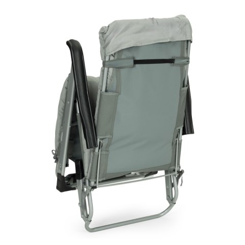 Leżak ogrodowy plażowy 2w1 z poduszką zagłówkiem regulacja podnóżka szary MultiGarden MultiGarden