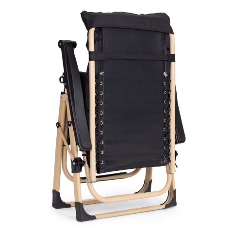 Leżak ogrodowy plażowy z poduszką zagłówkiem regulacja czarny złota rama MultiGarden MultiGarden