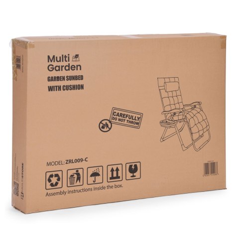 Leżak ogrodowy plażowy z poduszką zagłówkiem regulacja czarny złota rama MultiGarden MultiGarden