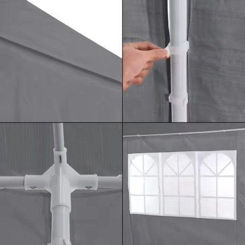 Namiot pawilon ogrodowy handlowy 3x6 m 6 ścianek szary MultiGarden MultiGarden