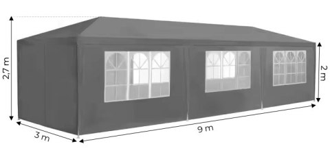Namiot pawilon ogrodowy handlowy 3x9 m 8 ścianek szary MultiGarden MultiGarden