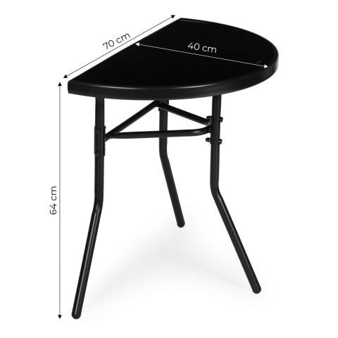 Stolik półokrągły szklany kawowy na balkon taras patio czarny MultiGarden MultiGarden