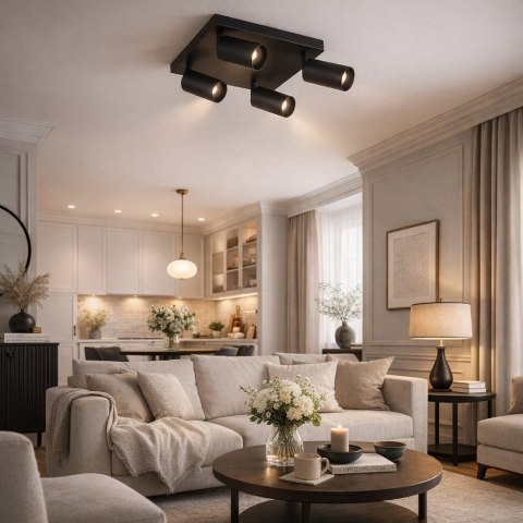 Lampa spotlight Fargo 4xGU10 czarna kwadrat