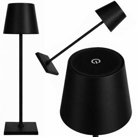 Lampka nocna stołowa dotykowa lampa 3 stopniowa wysoka bezprzewodowa usb Czarna