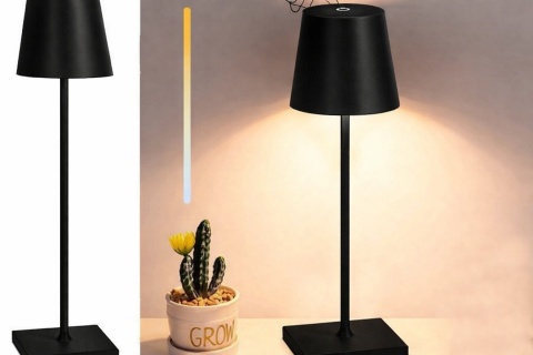 Lampka nocna stołowa dotykowa lampa 3 stopniowa wysoka bezprzewodowa usb Czarna