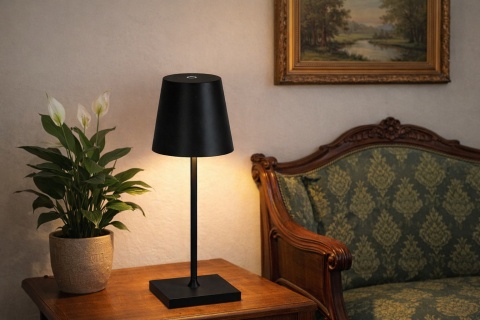 Lampka nocna stołowa dotykowa lampa 3 stopniowa wysoka bezprzewodowa usb Czarna