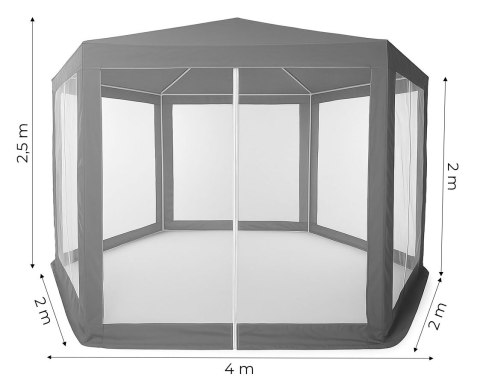 Namiot pawilon ogrodowy handlowy 2x2x2 m z moskitierą szary MultiGarden MultiGarden