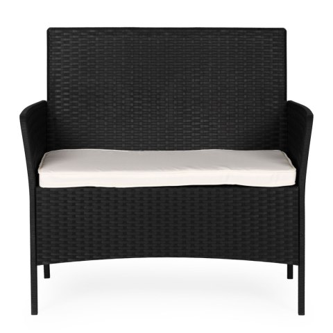 Sofa ogrodowa dwuosobowa z poduszką ławka na balkon taras ogród czarna MultiGarden MultiGarden