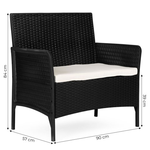 Sofa ogrodowa dwuosobowa z poduszką ławka na balkon taras ogród czarna MultiGarden MultiGarden