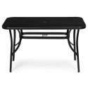 Stół ogrodowy 140x80 cm szkło hartowane otwór na parasol czarny MultiGarden MultiGarden