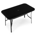 Stół ogrodowy 140x80 cm szkło hartowane otwór na parasol czarny MultiGarden MultiGarden