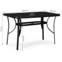 Stół ogrodowy 140x80 cm szkło hartowane otwór na parasol czarny MultiGarden MultiGarden