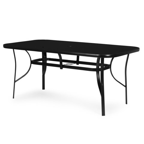Stół ogrodowy 160x90 cm szkło hartowane otwór na parasol czarny MultiGarden MultiGarden